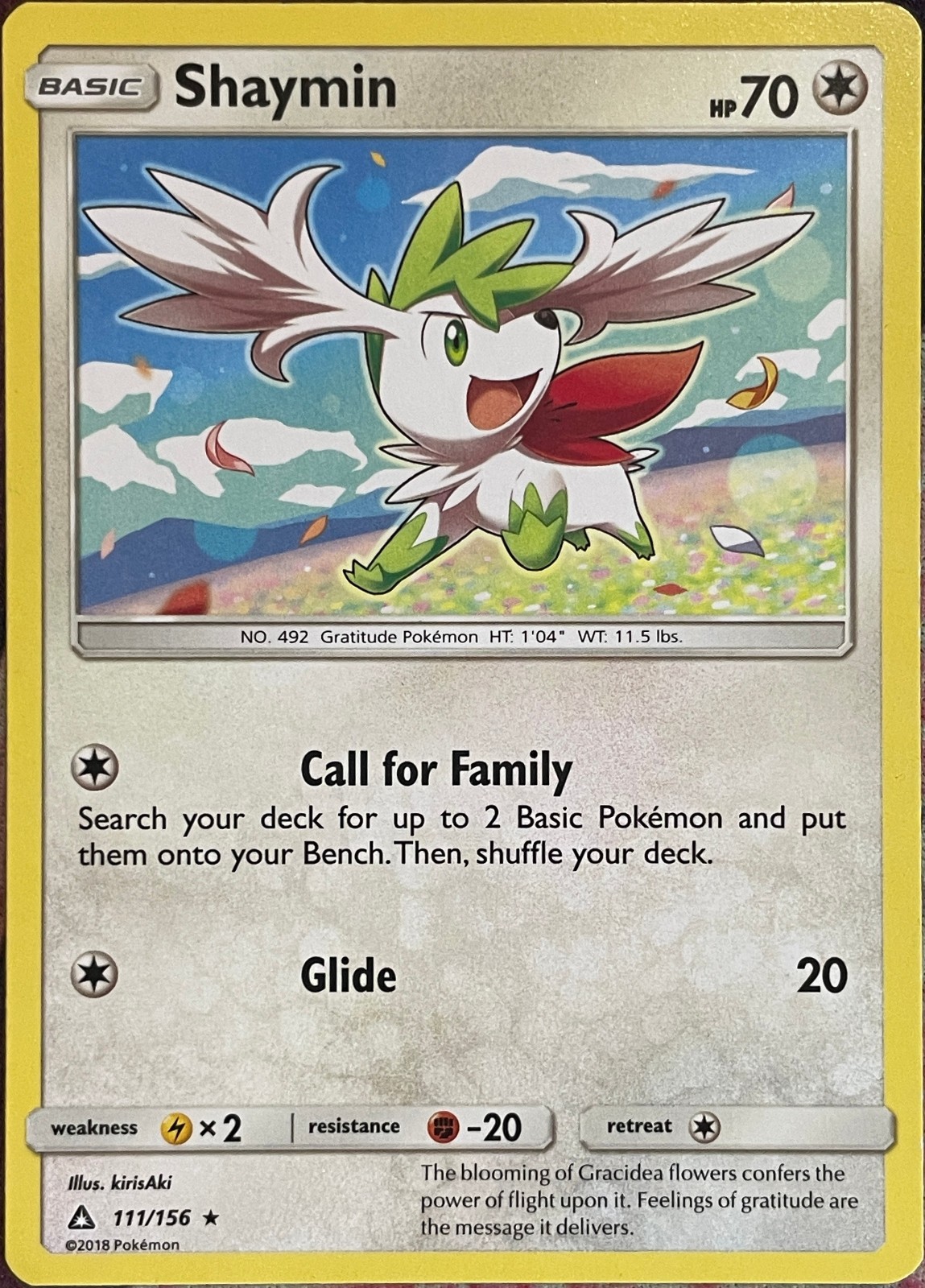 Shaymin Rare - 111/156 - Ultra Prism Pokemon 2018