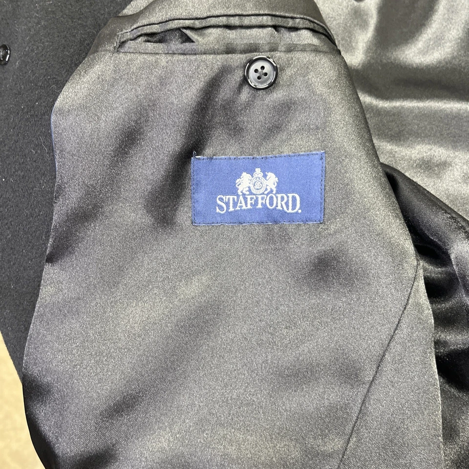 Sobretudo masculino Stafford mistura de lã 40S preto regência dinheiro antigo - Imagem 3 de 4