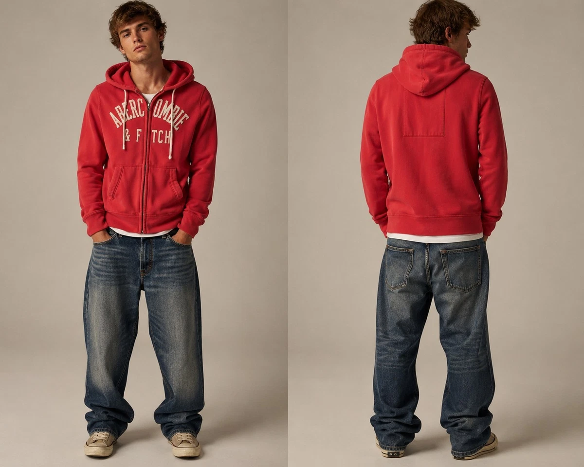 Abercrombie & Fitch 红色卫衣男| eBay
