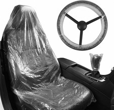 300 Pcs Disposable Clear Car Seat Cover Set With Steering Wheel Gear Shift