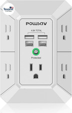 5-Outlet Power Strip with 4 USB Ports - Surge Protector for Home, Office, School