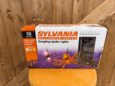 Sylvania Halloween Dangling Spider Lights 10 Spiders 9 Ft Vintage Tested Works