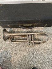 Early 1900s Silver Plated Cornet Instrument With Case As Is Millard