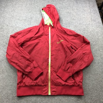 Billabong Jacket Mens Large Red Hooded Windbreaker Full Zip Nylon Lightweight