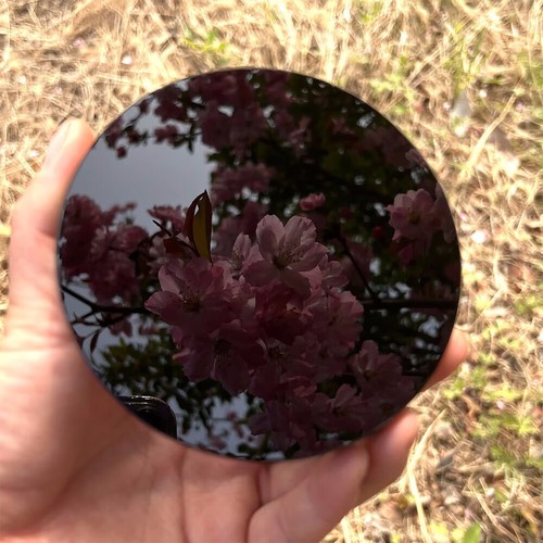 Schwarze Obsidian Inspiriert Spiegel Krystal Edelstein Mineralische Mit Regal - Bild 7 von 20