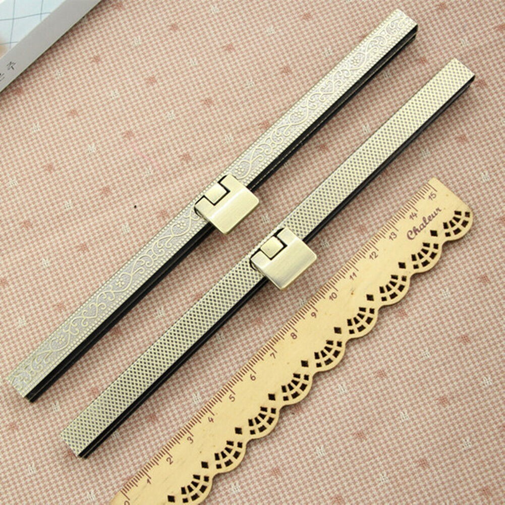 Metal Coin Purse Frame Bar Edge Wallet Bag Clasp DIY Vintage Sewing 19cm Bronze