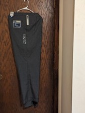 AWESOME NWT MENS HAGGAR BUSINESS CASUAL PANTS 44" W 32"L DK CHARCOAL GREY PLEATS