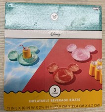   Disney 3 Inflatable Mickey Mouse Beverage Boats Pool Drink Holder