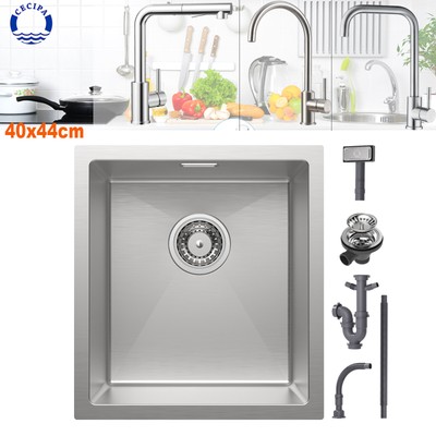 Edelstahl Einbauspüle Küchenspüle Waschbecken Spülbecken Küchenarmatur 40X44cm