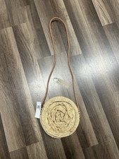 Mar Y Sol Handmade Crossbody Bag “charlotte” Leather Strap Crochet Raffia