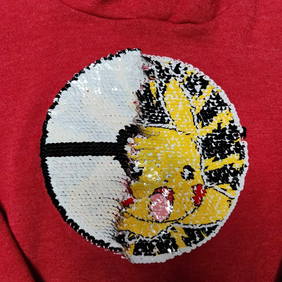 Pokemon Sudadera con Capucha Pikachu Lentejuelas Abatibles Pullover Sudadera Jóvenes Niñas Niños X-Pequeña Foto 3 de 4