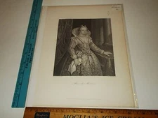Rare Antique 1882 Marie de Medicis Giovanni Fasolo Engraving Art Print