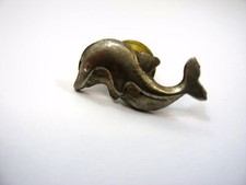 Vintage Dolphin Pin Lapel Tie Tack Silver Tone Metal Ocean Marine Animal Jewelry