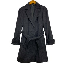 Sisley Overcoat Women's 6 Charcoal Gray Wool Blend Trench Coat Italy 42