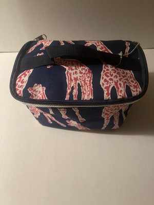 Giraffe N. Girl  Toiletry Makeup Bag , Pink , White  And Blue - Zippered