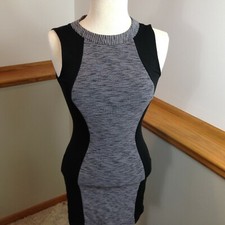 DIVIDED Rear Zip Sleeveless Black And Gray Stretch Bodycon Dress Women's Size 2