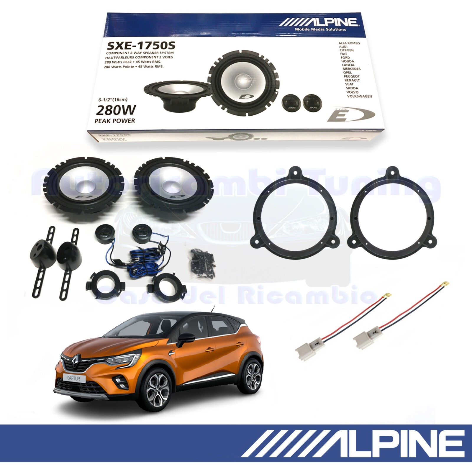 Kit Alpine SXE1750S per Renault Captur II - Altoparlanti 280W
