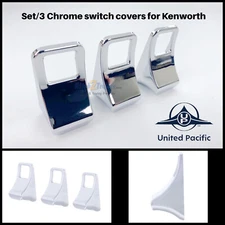 (Set/3) Chrome Dash Switch Covers For Kenworth T680, T880 & W990 United #41452
