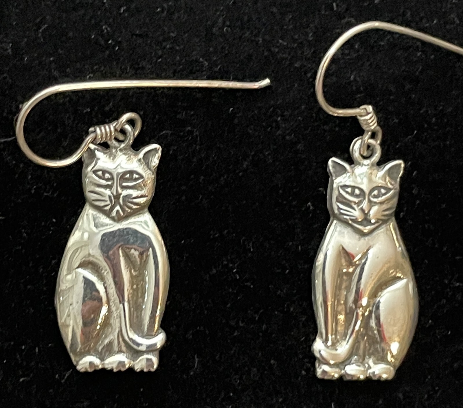 Cat Dangle Earring - Solid 925 Sterling Silver (J… - image 1