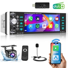 DAB+ 1 DIN Autoradio CarPlay Android Auto Mit 5.1 Zoll IPS Bldschirm BT + Kamera