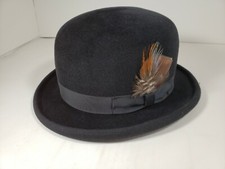 BAILEY VELOUR HAT BLACK DERBY BOWLER MADE IN USA