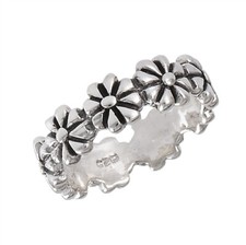 Sterling Silver Flower Band Ring - Free Gift Packaging