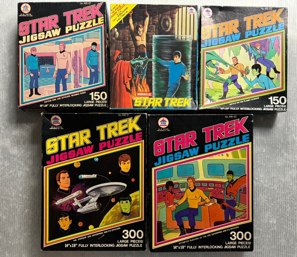 vintage STAR TREK JIGSAW PUZZLE LOT/5 HG Toys 1974 Enterprise Klingon Series 2