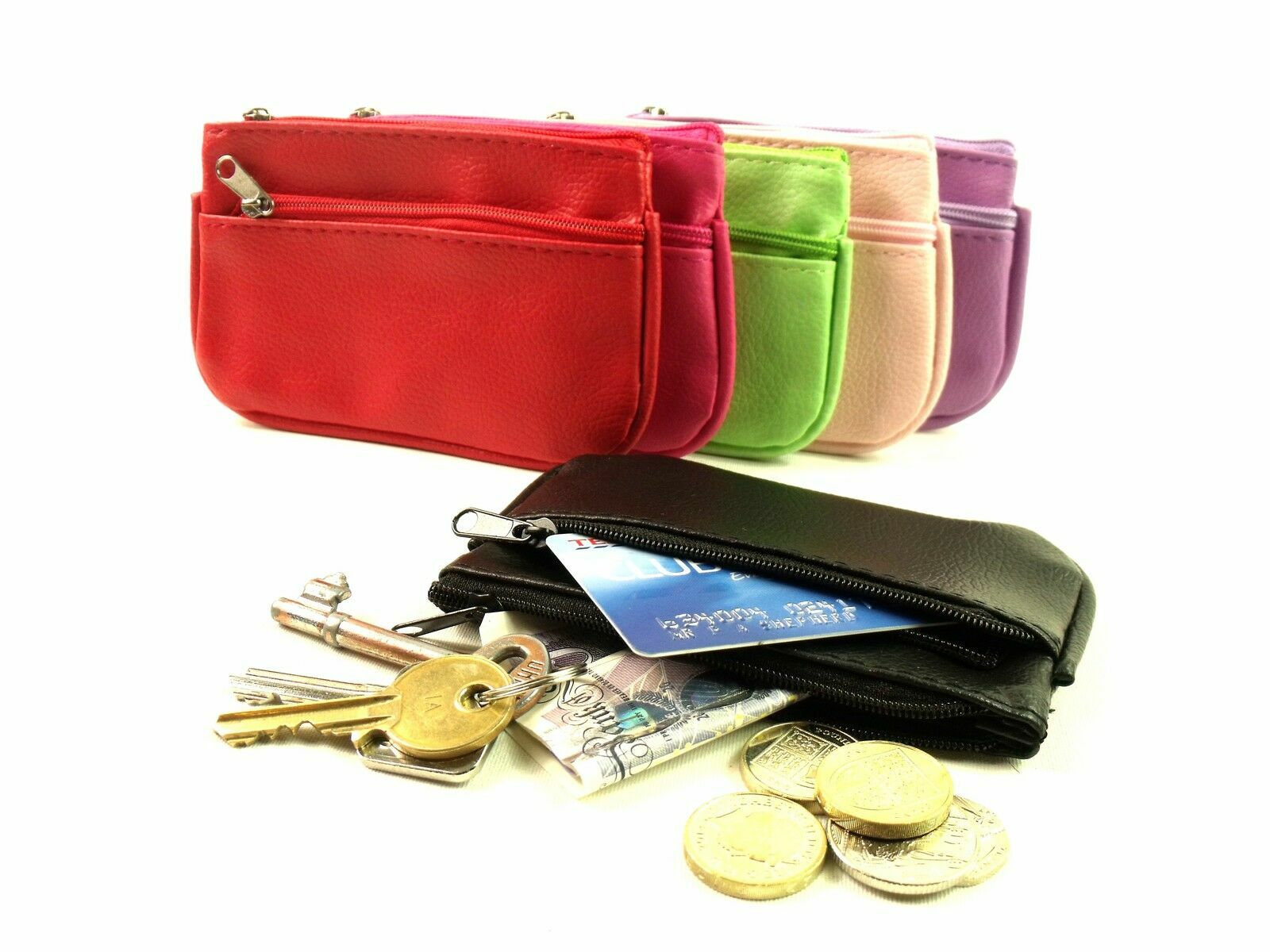 Image 5 - Leather Small Coin Card Key Ring Wallet Pouch Purse