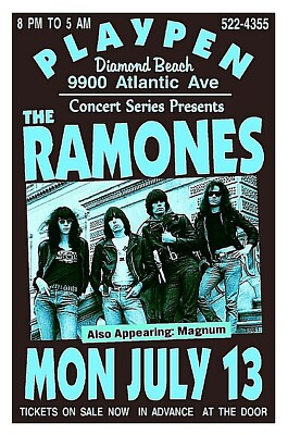 THE RAMONES 1981 PLAYPEN Diamond Beach NJ CONCERT POSTER GIG POSTER Wildwood NJ