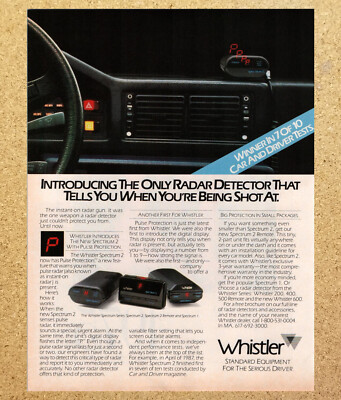 Whistler Spectrum Seires Radar Detector - Vintage Print Ad Ephemera Art 1989