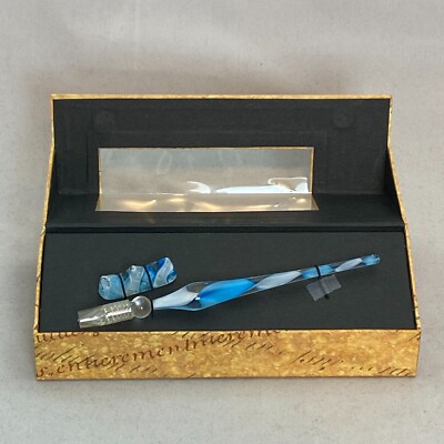 Venetian Glass Calligraphy Pen Blue Authentic Models AM Writing Collection MG111
