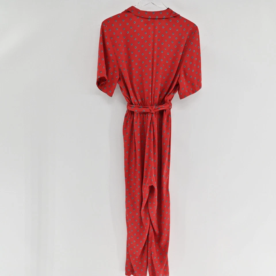 URBAN OUTFITTERS Mujer Rojo Floral Mono Talla XS Mameluco Cinturón Boho Chic Retro Foto 3 de 4