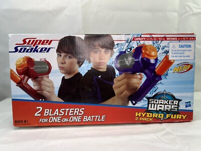 #ad Super Soaker Hydro Fury 2 Pack Soaker Wars Water Toy Squirt Gun New Sealed $24.99