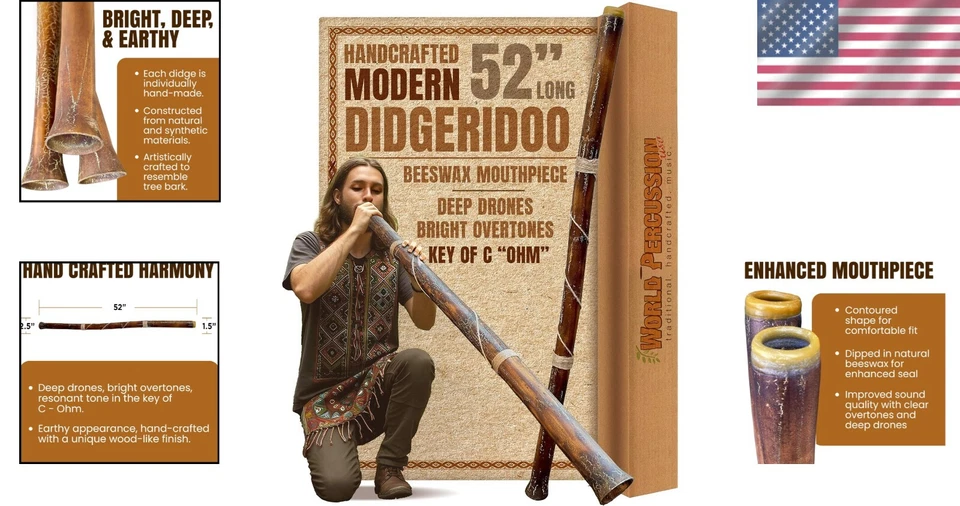 Didgeridoo de polímero ligero - Boquilla de cera de abejas, perfecta para jugar al aire libre Foto 2 de 4