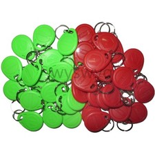 100pcs 125KHz RFID ID EM4100 Proximity Induction Tag Token Keyfob Green  Red