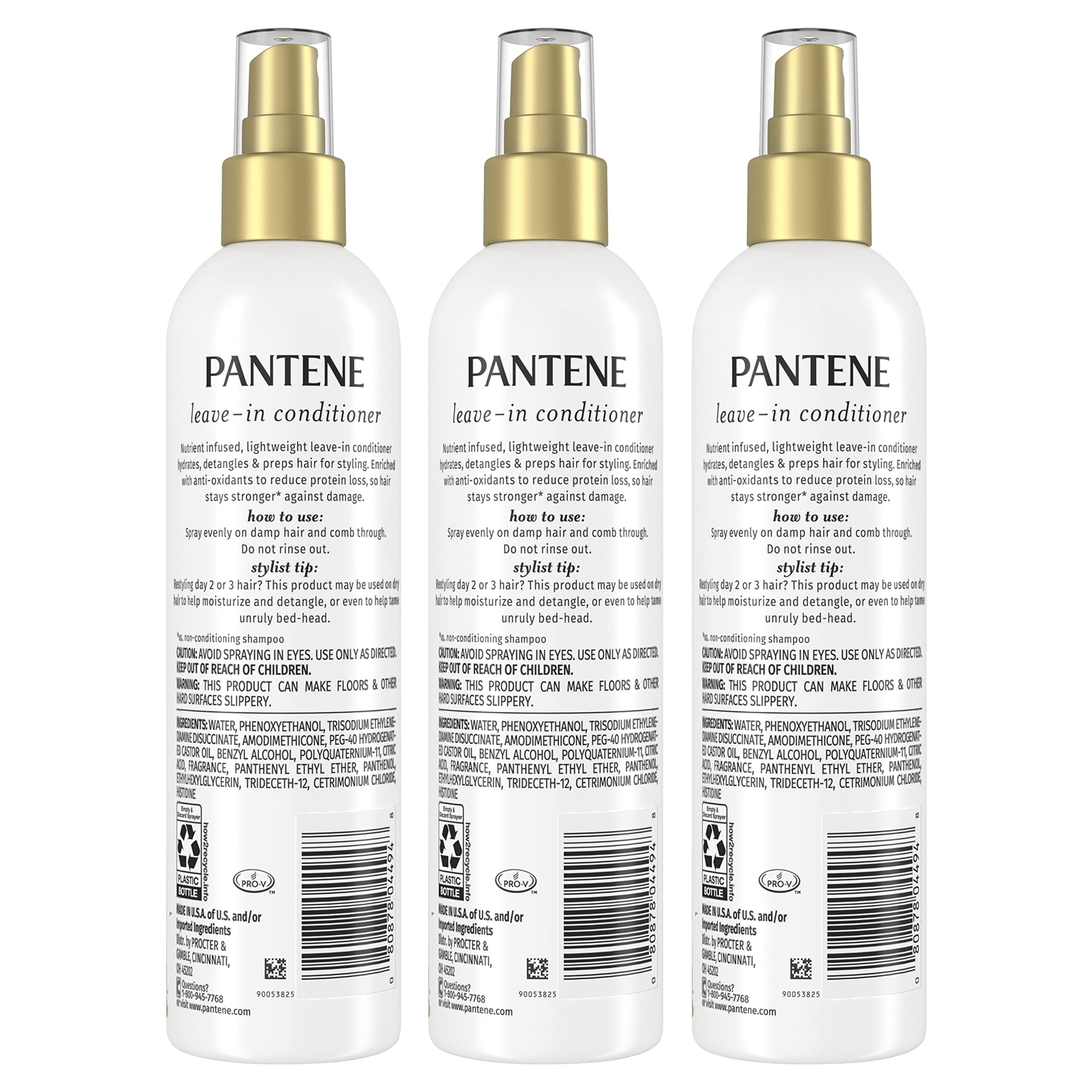 Pantene Pro V Moisturizing Leave In Conditioner 8.5 Oz Pack of 3 Detangler Spray