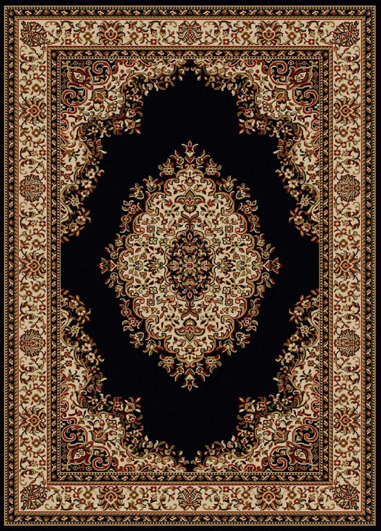 RUGDEALZ Black Traditional - Persien/Oriental Italian Bordered Area Rug Medallion 1595