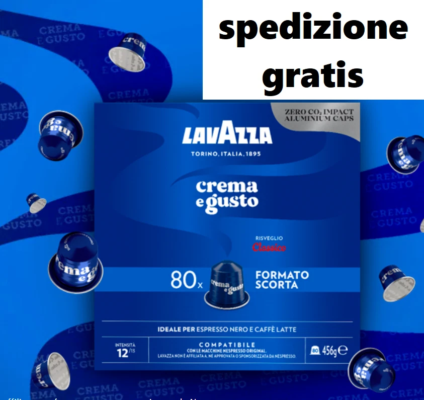 240 Capsule Caffè Lavazza Crema e Gusto Classico Alluminio Compatibili Nespresso