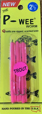 IKE-CONBait P-Wee Worm 2 1/2" "Bubblegum Pink" For Trout-1pk of 3 pc-New-SHIP24