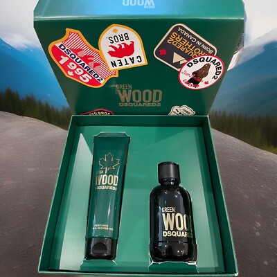 Green wood Squared 2. 3.4OZ Eau De Toilet, 150 ML Shower Gel