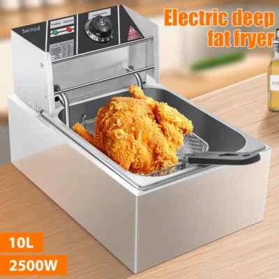 Commercial 10L Fast Electric Deep Fryer Fat Chip Single Tank Stainless Steel UK