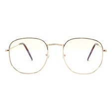 Blue Light Filtering Lens Glasses Soft Square Hipster Style Metal Frame