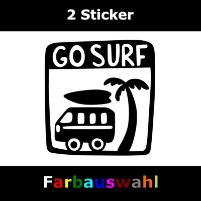 2x Surf Sticker Bus Auto Camper Aufkleber  10 x 10,5 cm *Farbwahl*