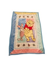 VTG Disney Winnie The Pooh Piglet Plush Baby Blanket Fleece Lovey Crib 30" x 43"