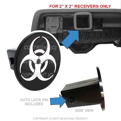 Custom Class 3 Tow Hitch Receiver 2'' Insert Plug Truck & SUV - BIO HAZARD WHT