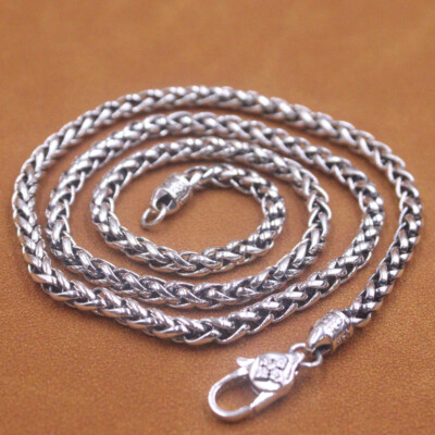 Echt 925 Sterlingsilber Kette Herren Damen 5 mm Rund Weizen Glieder Halskette 26 Zoll