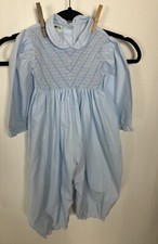 Vintage KESA Smocked Toddler Jumper Light Blue Outfit Dress 24 Months