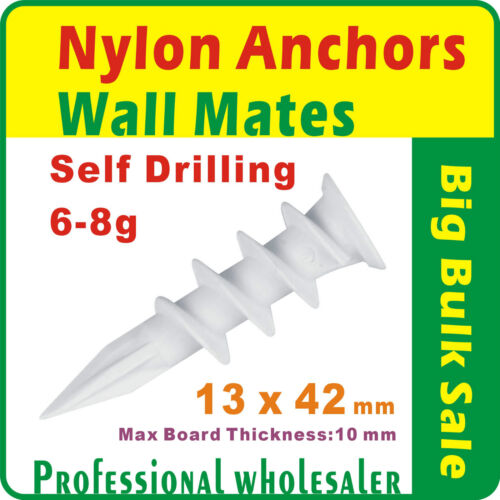 1000 X 13mmx42mm Nylon Anchors Plasterboard Self Drill Wall Mates Hollow - Hollow Wall Anchors Bunnings