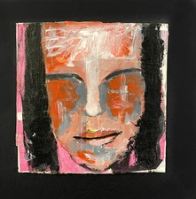 Original Portrait Painting Abstract Primitive Expressive  Wall Art Miz Katie