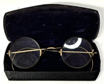 Antique Bifocals Early Eye Glasses 1900s Wire Rim Gold  display picture 3